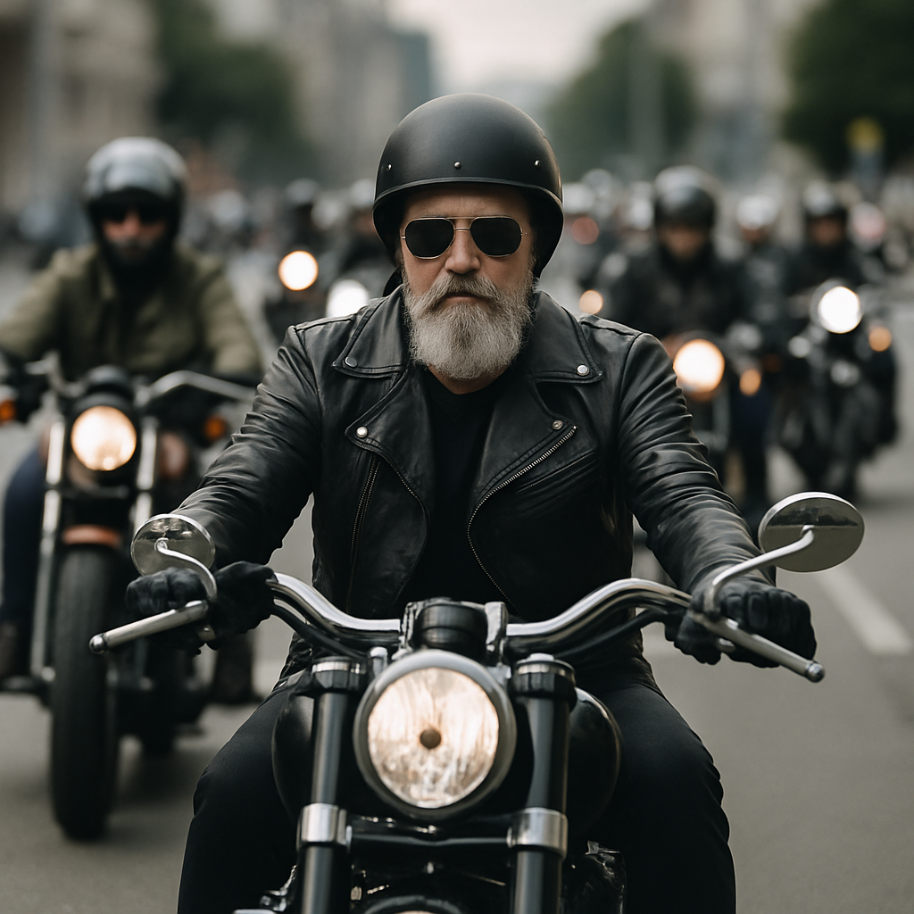 Motorradfahrer führt Bikergruppe durch Linz A– Benefizfahrt für Krebshilfe