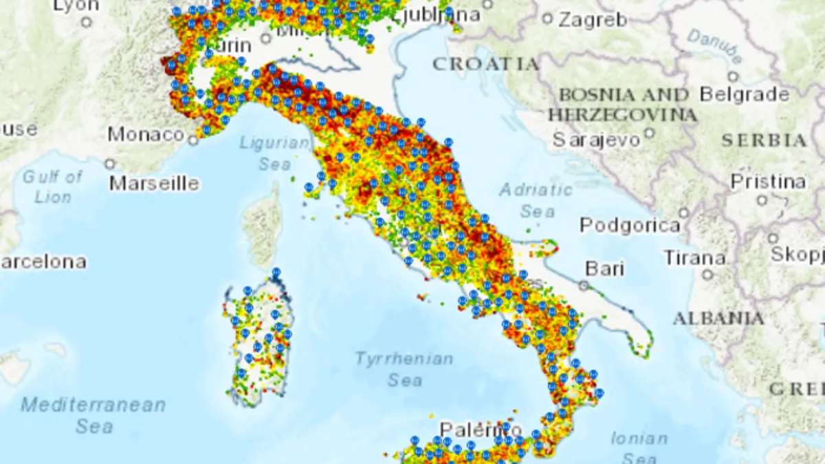 IdroGeo-Risikokarte mit Erdrutsch-Hotspots in Italien