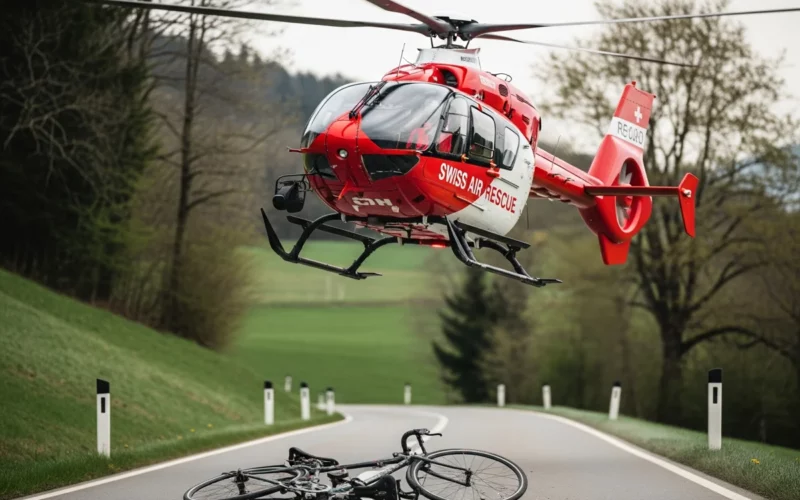 Luftrettungseinsatz nach schwerem Fahrradunfall auf Landstrasse