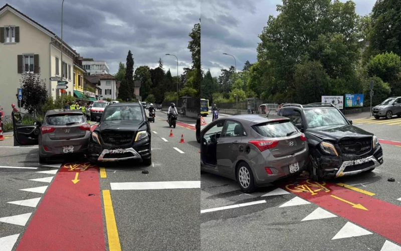 Liestal BL: Vier Verletzte bei seitlicher Frontalkollision auf Rheinstrasse