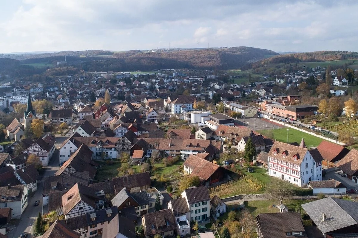 Luftbild der Gemeinde Thayngen im Kanton Schaffhausen