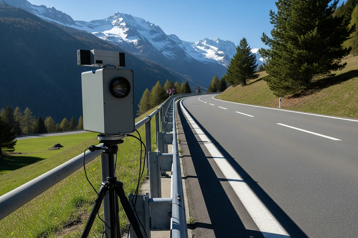 Semistationäre Radarkontrolle an Bergstrasse im Kanton Schwyz